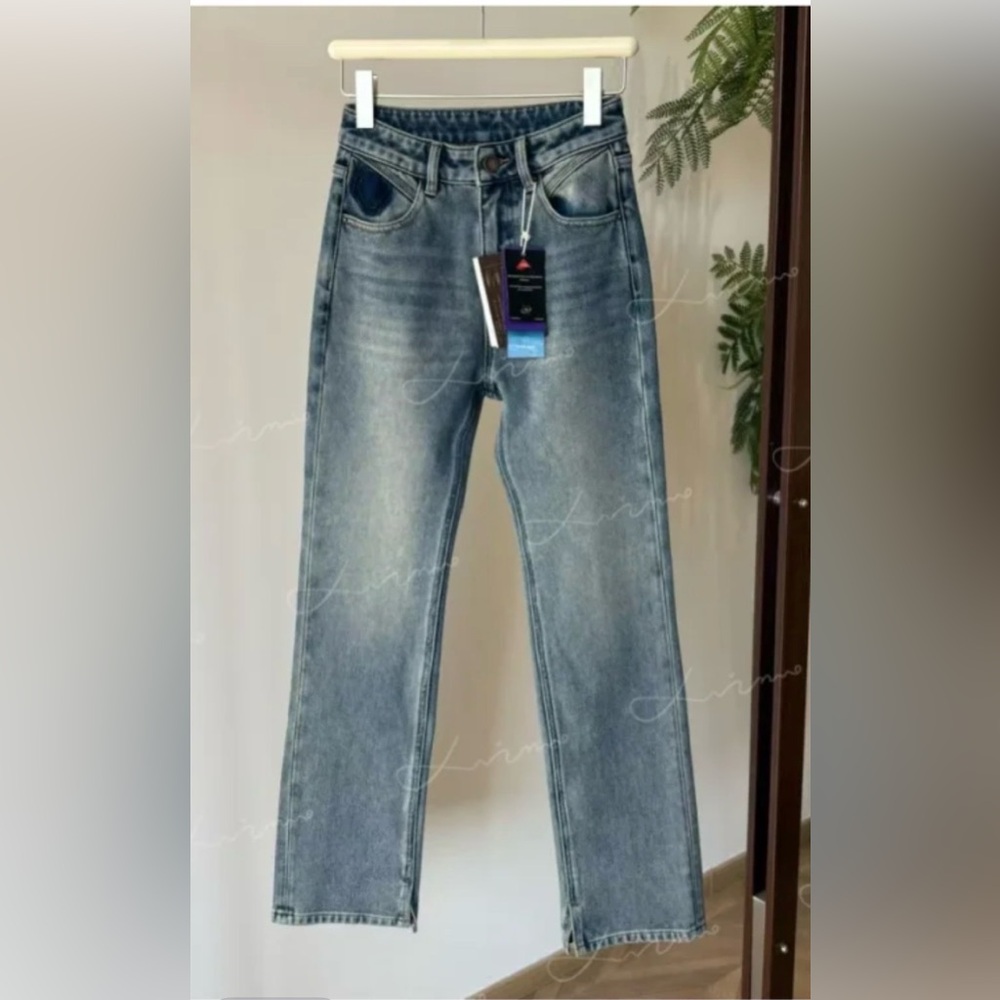 Women’s warm flared denim pants - small side split